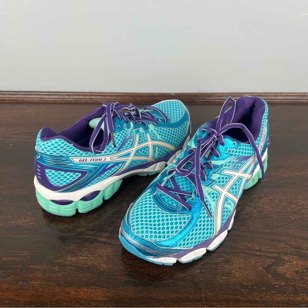 Asics Gel Flux 2 Sneakers Womens Running Gym Shoes Size 9 Blue Purple